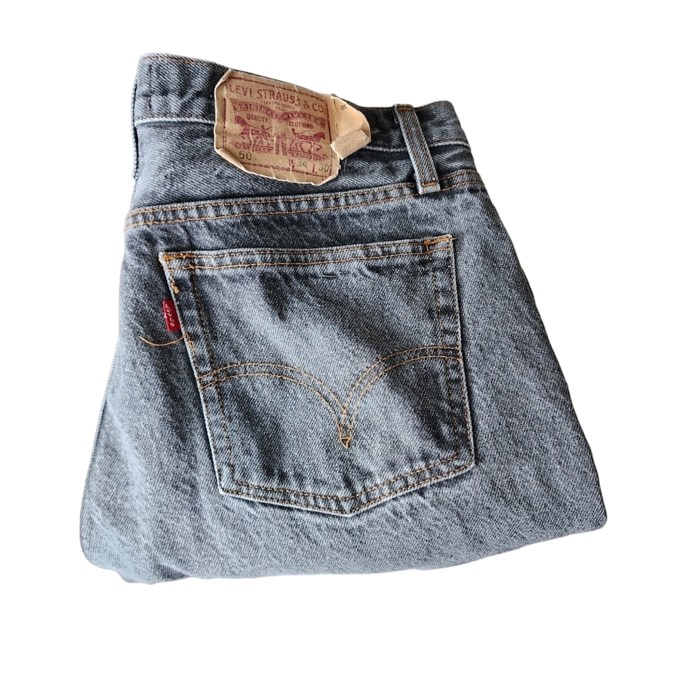 LEVI'S x VINTAGE 501‎ button fly jeans in washed black size 34x30 USA MADE